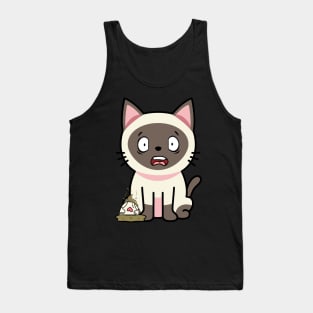 Funny siamese Cat steps on a dirty diaper Tank Top